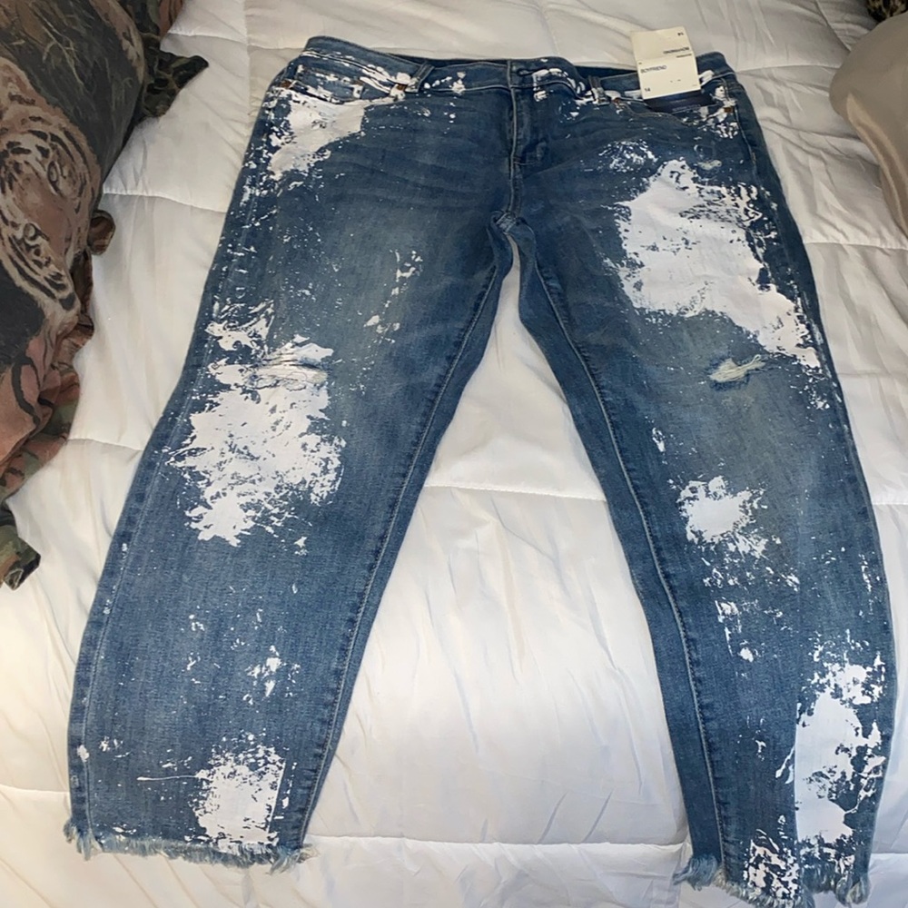 Splash painted boyfriend jeans